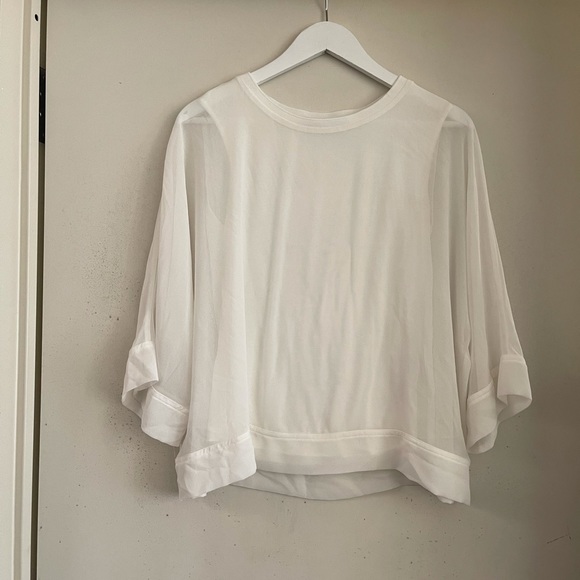 Zara Woman White Sheer Sleeves Blouse - Picture 4 of 5